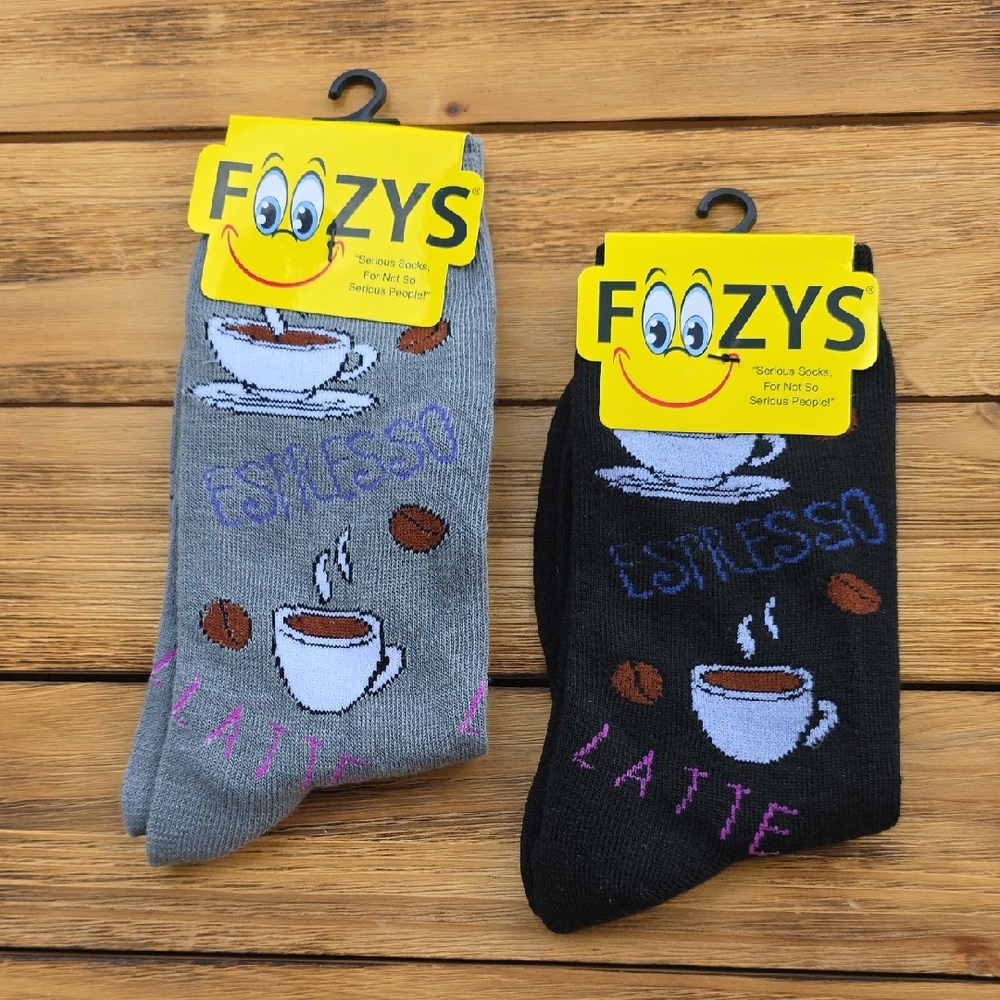 NWT Foozy's Women's Coffee Lover Socks - Gray and Black - Set